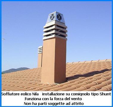 Esempio di installazione del soffiatore Nila eolico Shunt